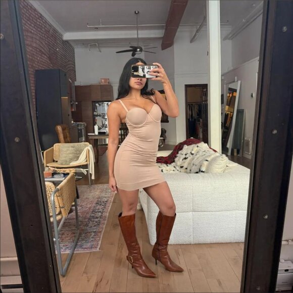 La Vie En Rose Dresses & Skirts - La Vie En Rose Nude Bustier Shapewear Dress Bodycon Corset